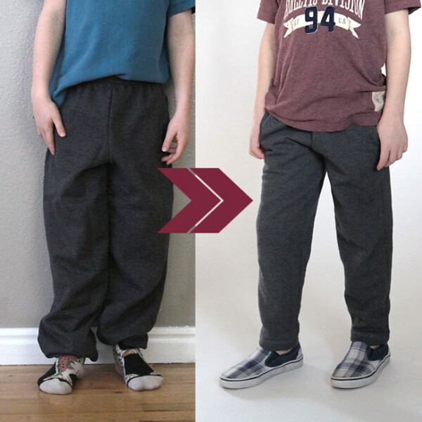 update old, slouchy sweatpants and turn them into on-trend skinny sweats. easy sewing tutorial.