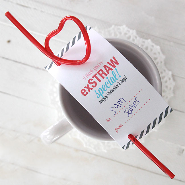 cute, cheap, Valentine's Day card printable using straws from the dollar store!