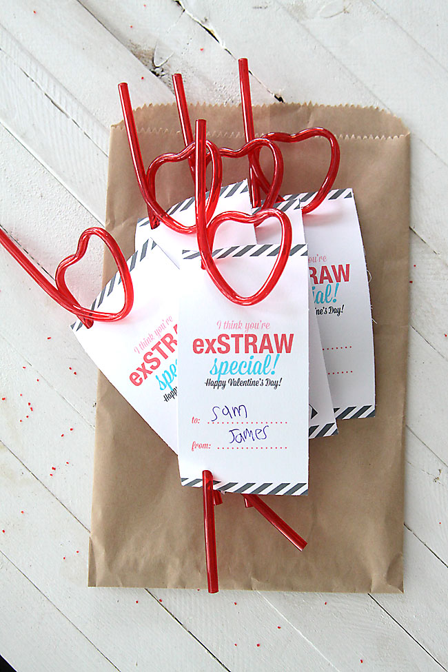 cute, cheap, Valentine's Day card printable using straws from the dollar store!