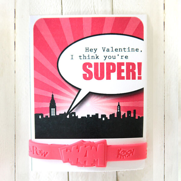 Valentine's day card with superhero bracelet