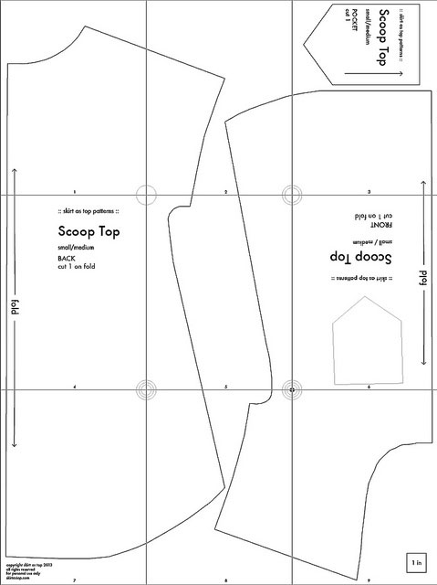 Scoop top sewing pattern diagram