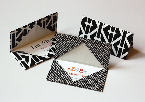 Folded origami business card holders