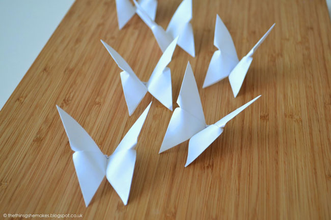 Folded origami butterflies