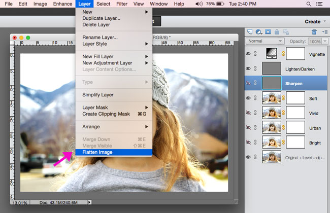 flatten image in photoshop elements