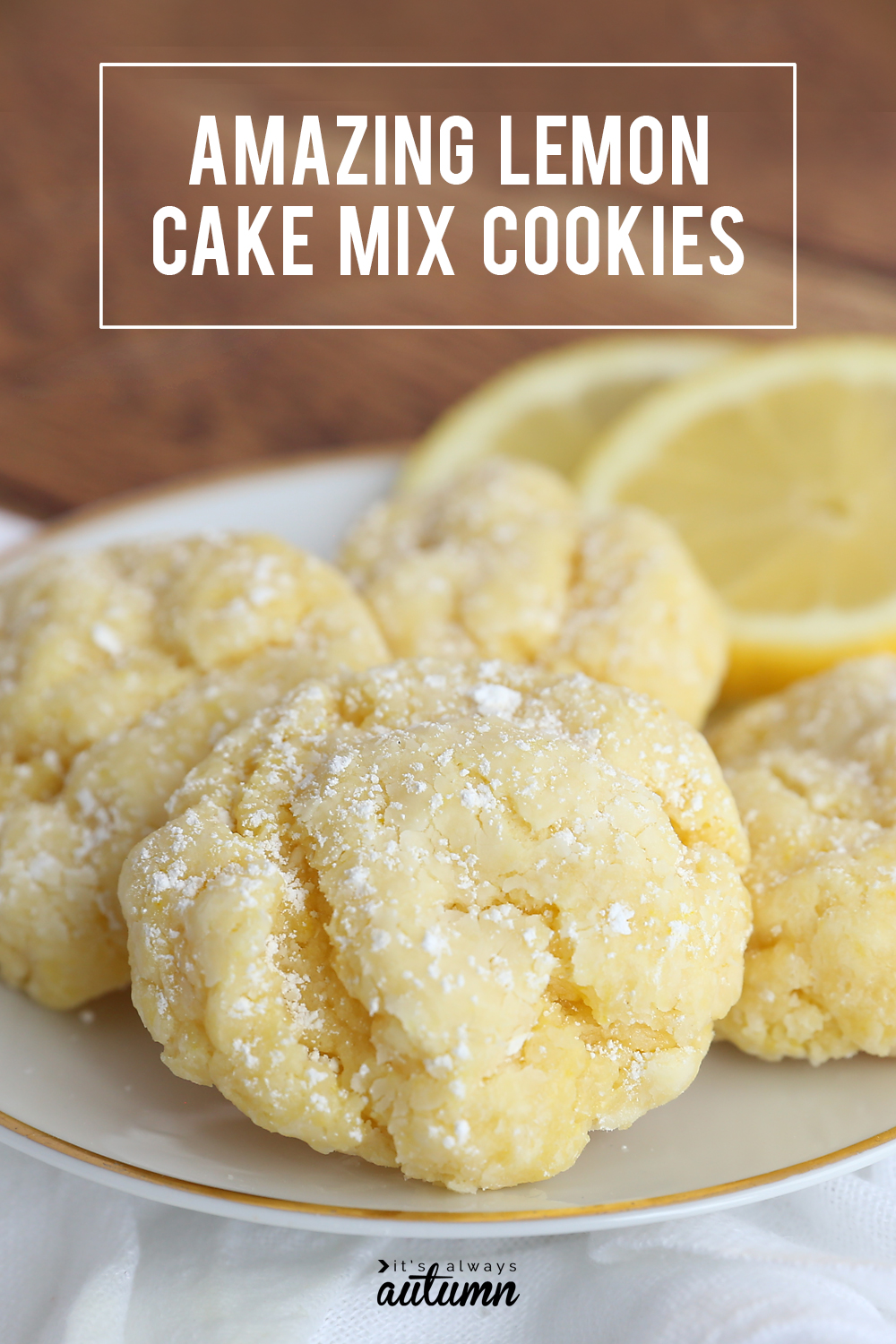 Lemon cake mix cookies on a plate