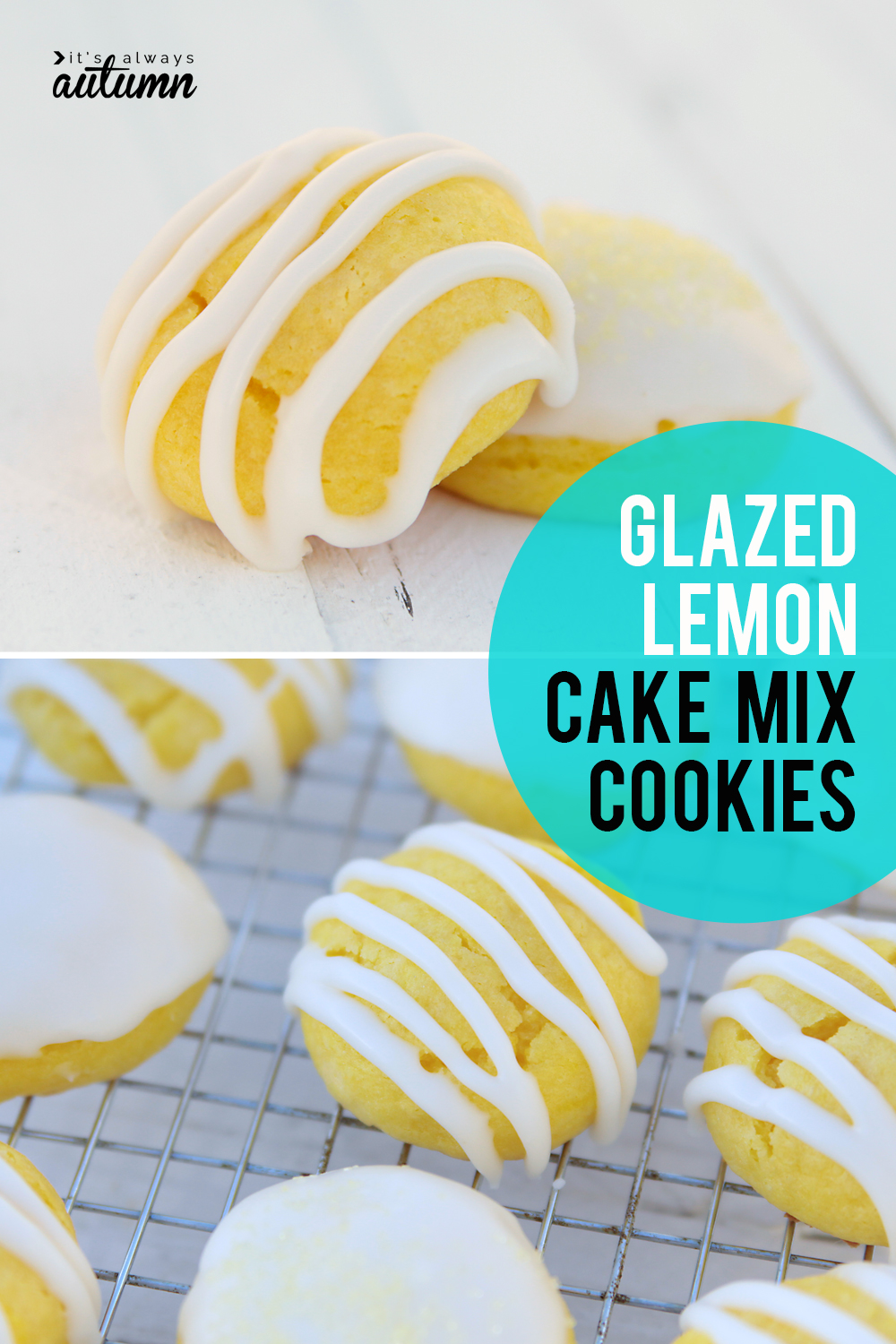 Lemon Cake Mix Cookies With Glaze