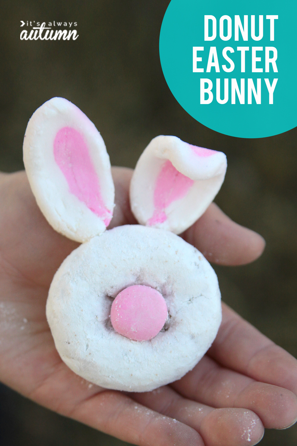 Donut Easter bunnies! Fun Easter food craft for kids.