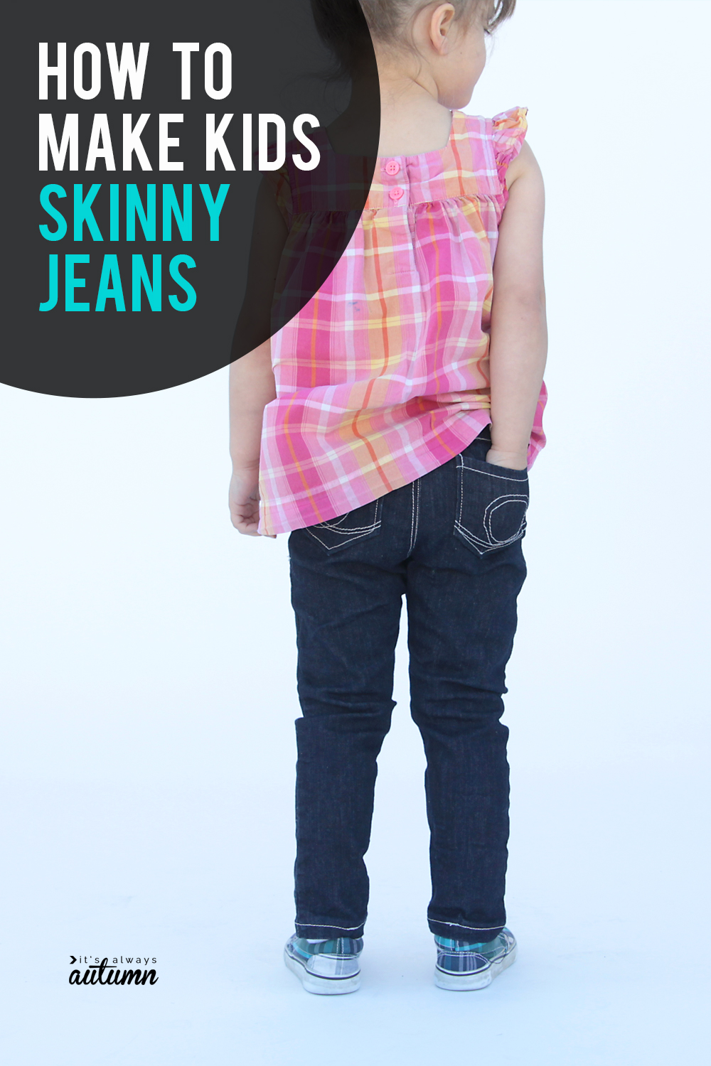 Learn how to make skinny jeans for a little girl using a leggings pattern.