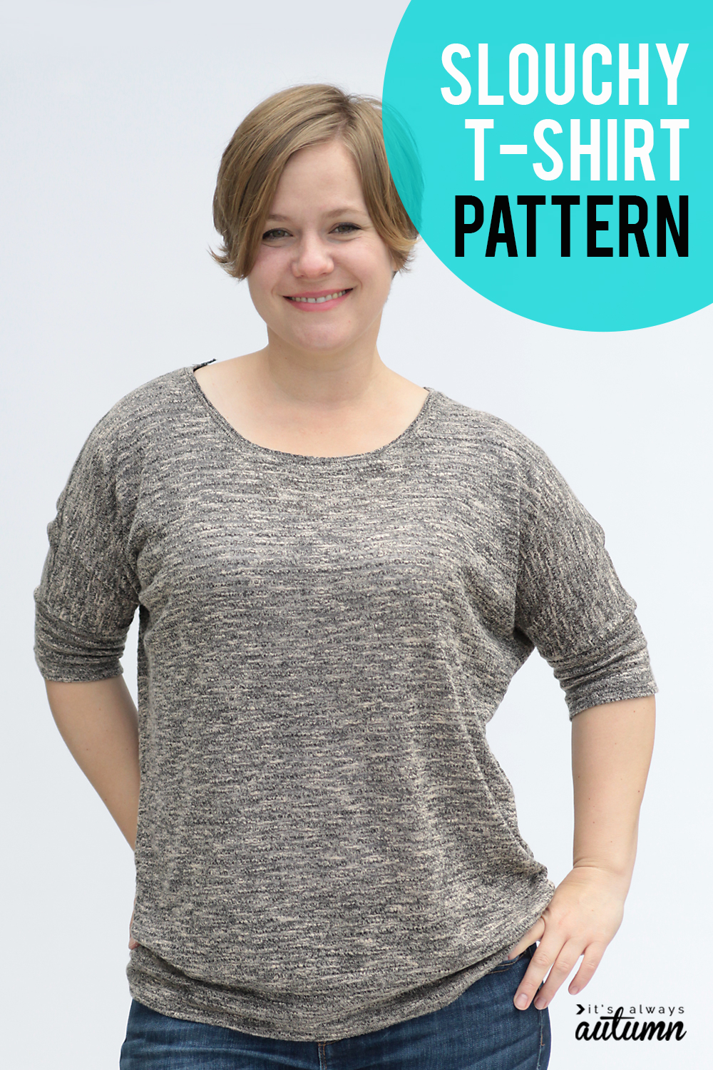 Slouchy batwing top pattern in size large with elbow length sleeves. This style looks great on all body types!