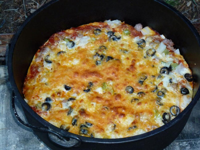 Dutch oven pizza camping recipe