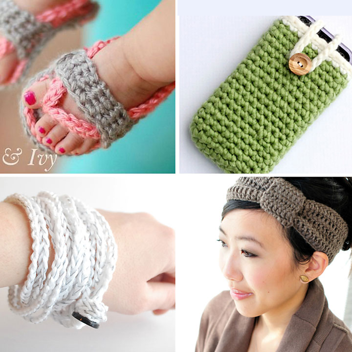 Collage of easy beginner crochet projects