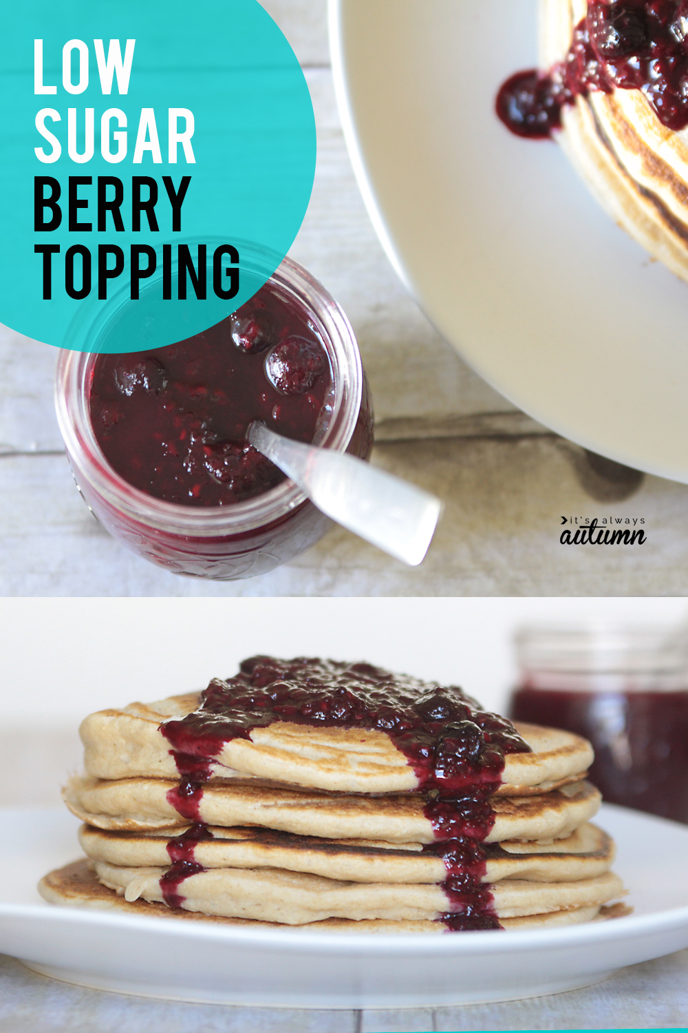 This triple berry pancake topping is low in sugar and calories and tastes delicious!