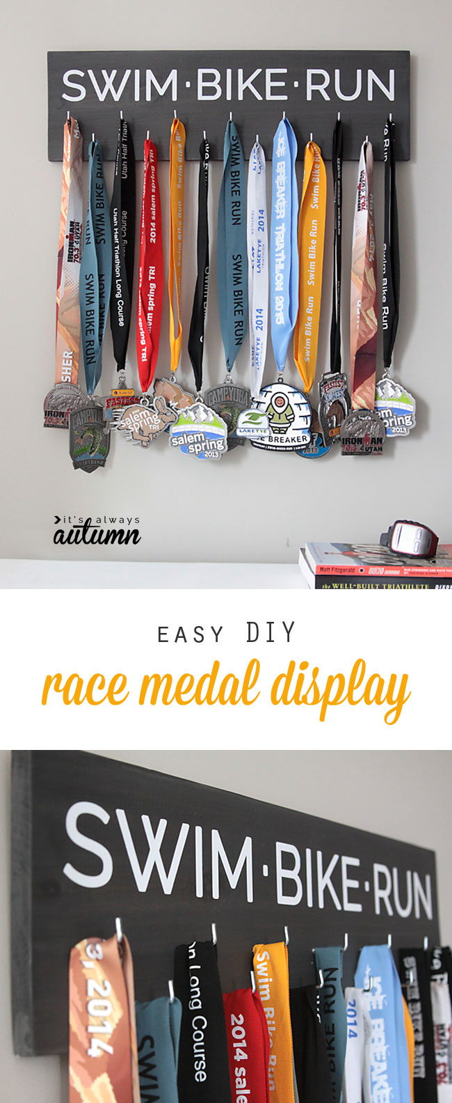 easy DIY race medal holder & display - It's Always Autumn