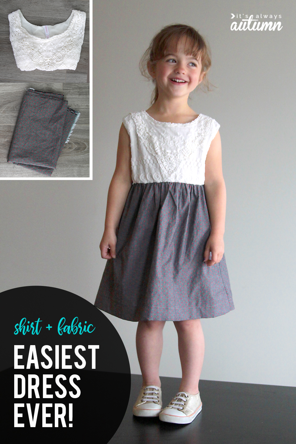 cute shirt + cute fabric = easiest dress ever - It's Always Autumn