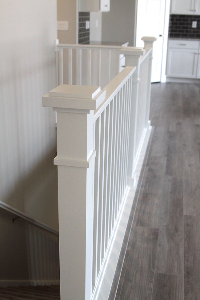 close up of banister near stairs