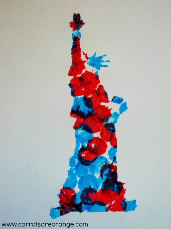 A kid\'s art project of the Statue of Liberty