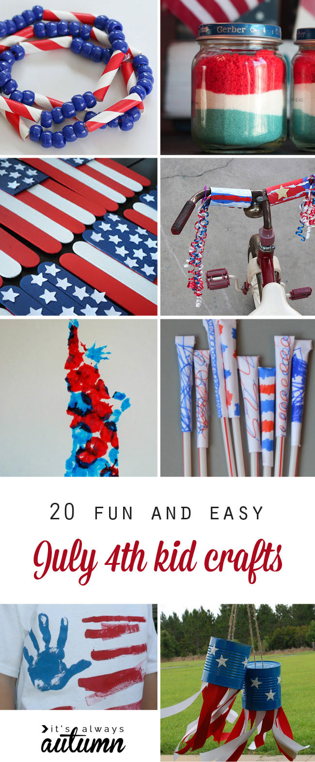 Collage of easy 4th of July crafts for kids