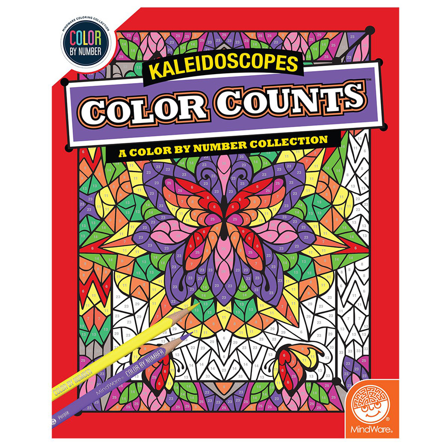 Color counts kaleidoscopes book with intricate flower coloring page