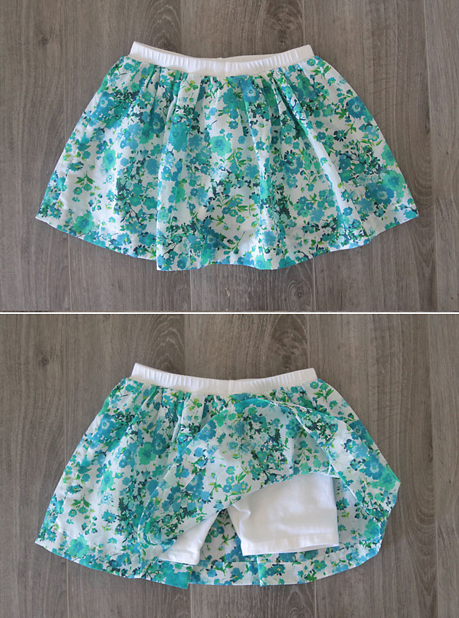 A cute gathered skirt with shorts attached underneath