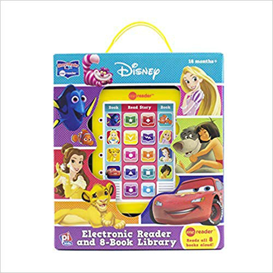 Disney electronic e-reader with photos of Disney characters on it