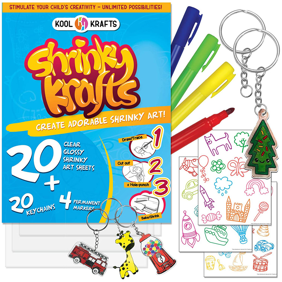 Shrinky krafts paper set with pens and ketchains
