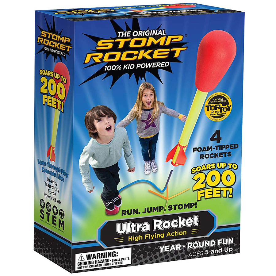 The Original Stomp rocket box with photo of children and flying rocket