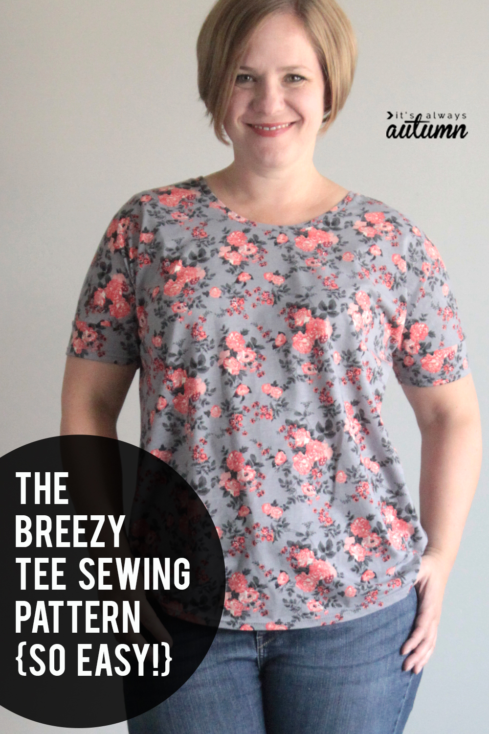 This free t-shirt sewing pattern is super easy! How to sew a comfortable tee.