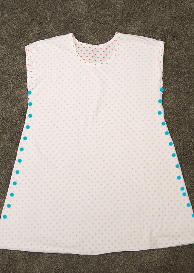 Play all day dress with side seams marked