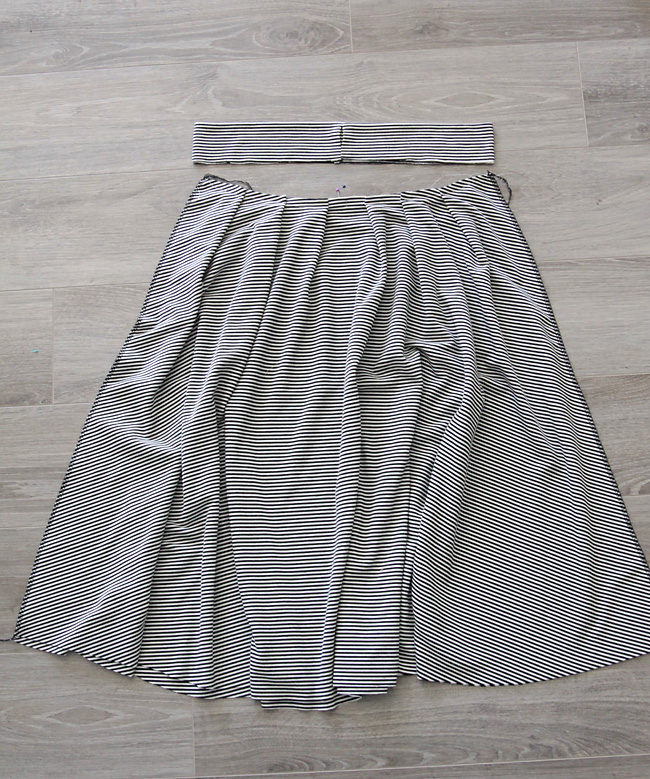 Skirt pleated to be same width as waistband