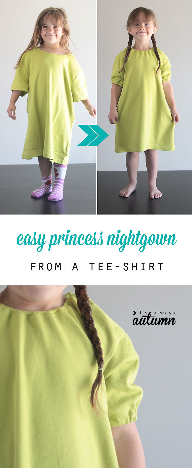 easy DIY princess nightgown {upcycled from a tee} It's Always Autumn