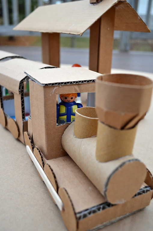 Christmas train toy made from cardboard