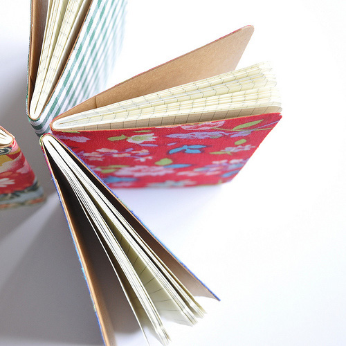 DIY gift idea: Notebooks covered in brightly printed fabric