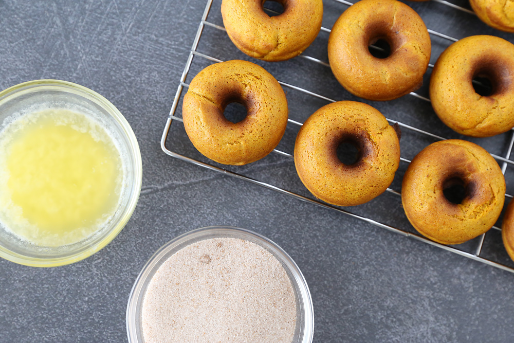 Donuts with melted butter and cinnamon sugar