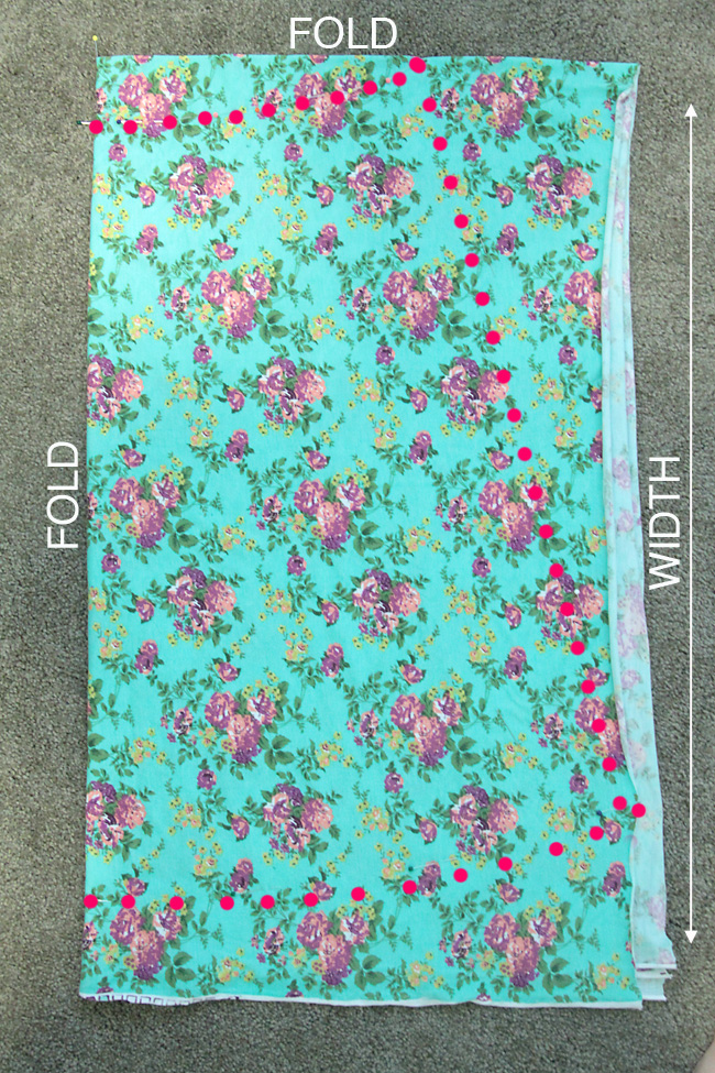 Floral fabric folded in half