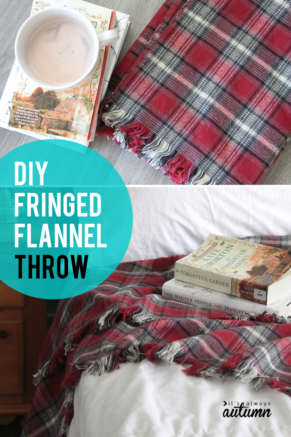 Learn how easy it is to make this DIY flannel throw blanket with cute fringed edge.