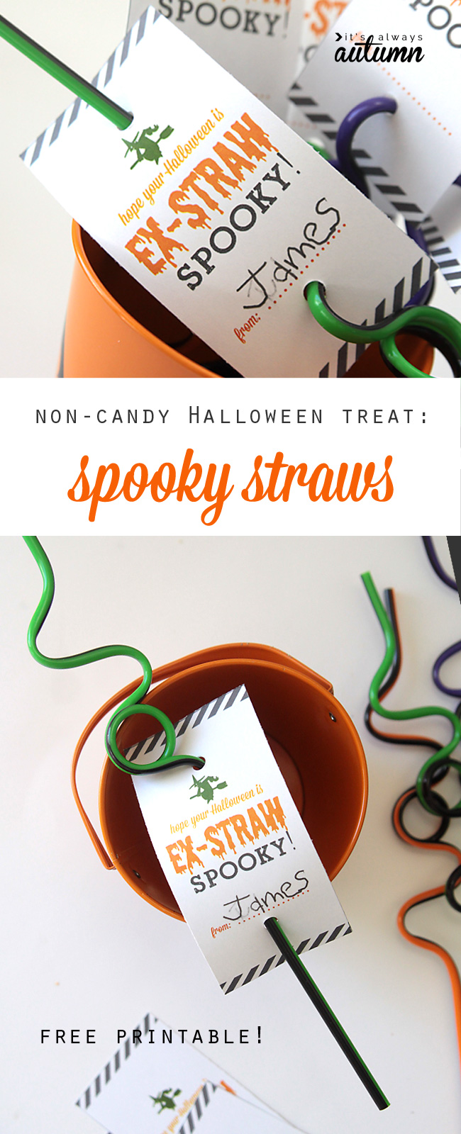 Halloween crazy straws with printable tags