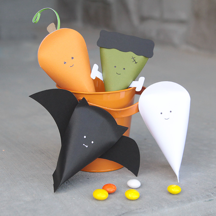 Halloween character goodie boxes made from paper