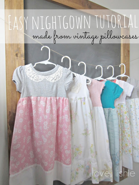 A row of easy to sew nightgowns hanging on a clothesline