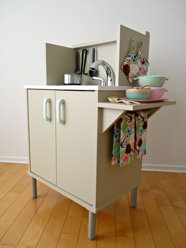 Thrifted microwave stand turned into kitchen