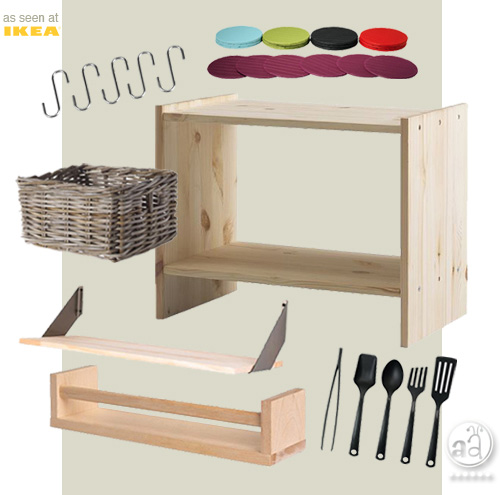 IKEA supplies used to make a play kitchen