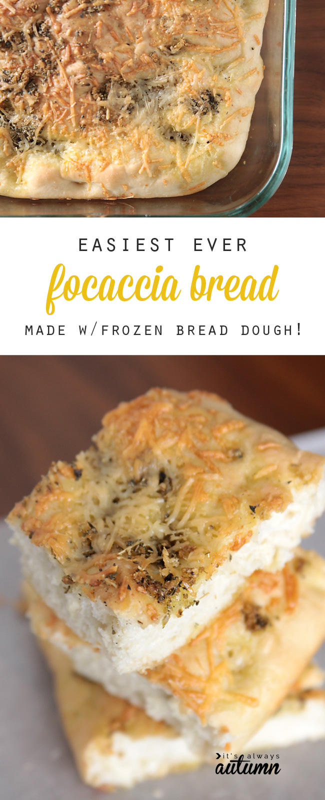 Easiest ever focaccia bread made with frozen bread dough