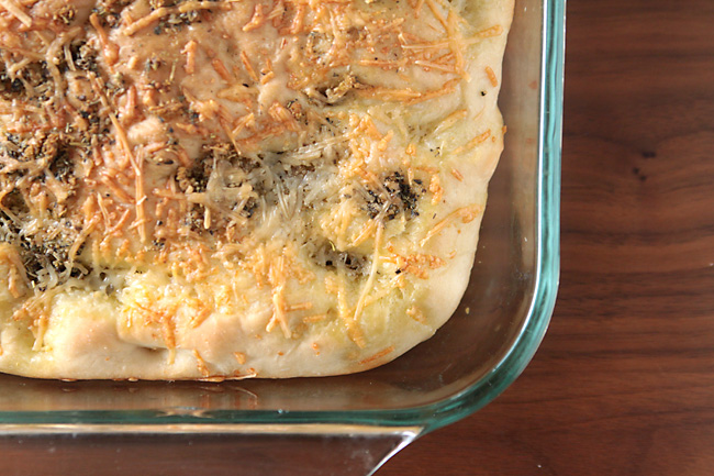 Focaccia bread in a 9x13 pan