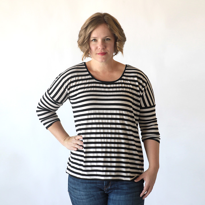 Learn how to sew this cute, easy to make long sleeve dolman tee using a free printable pattern and tutorial. DIY t-shirt.