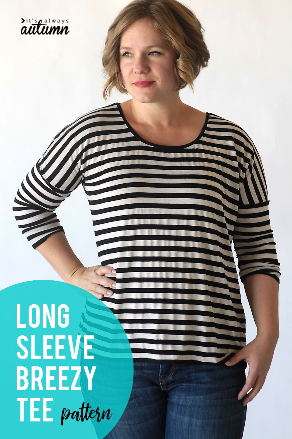 Easy sewing tutorial for the long sleeve breezy tee.