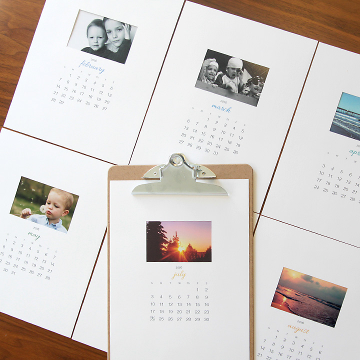 How pretty! Free printable 2016 photo calendar - just add your own photos for an easy, cheap handmade DIY gift idea - perfect for Christmas!