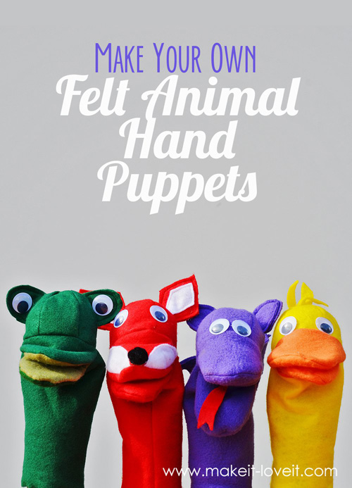 felt animal hand puppets to sew for kids