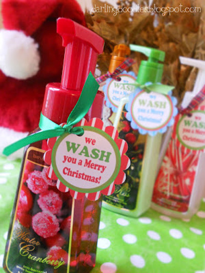 Soap neighbor gifts with tag saying We wash you a Merry Christmas