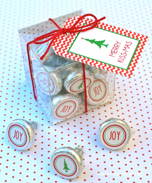 Candy kisses in a box with Merry Kissmas tag