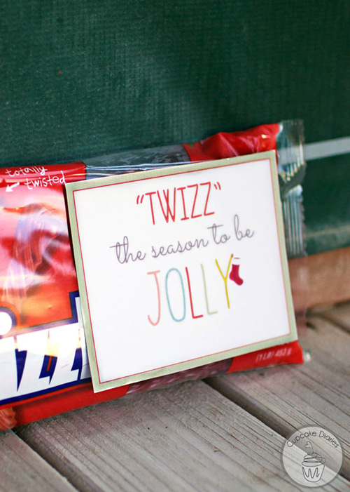 Package of twizzlers with tag that says \"twizz\" the season to be jolly