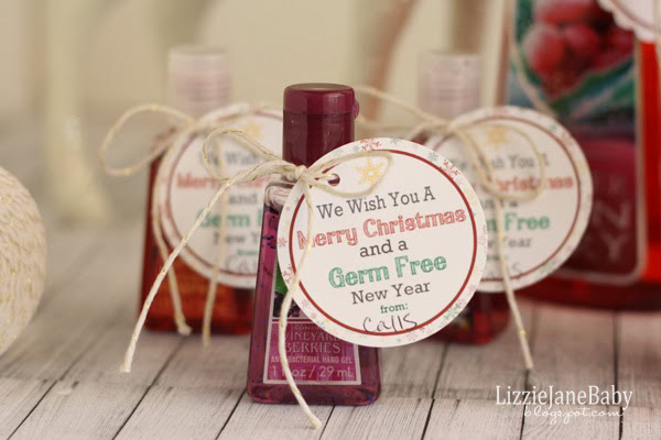 Hand sanitizers with gift tag for neighbor gift